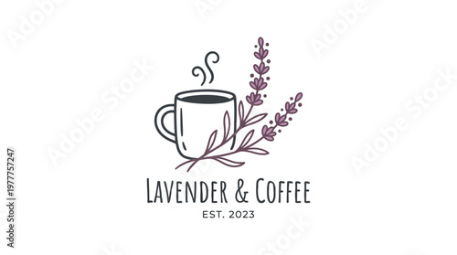 Minimalist Lavender  Coffee Logo Design