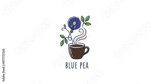 Blue Pea Flower Tea Logo Design