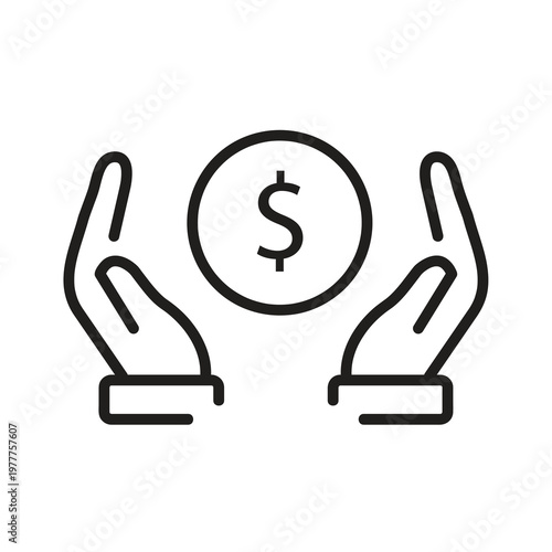 Dollar in Hand Icon , Money Hold Financial Support Vector Symbol,Cash Hold Icon , Hand with Dollar Currency Vector..eps