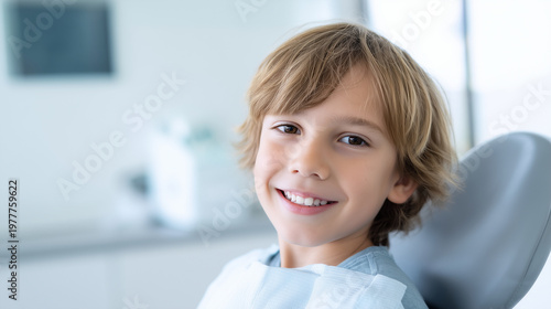 smiling boy in dental chair, happy child at dentist, pediatric dentistry, child dental visit, young patient, dental clinic, smiling boy portrait, pediatric patient, healthy child,