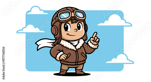 A cartoon character dressed as a pilot.