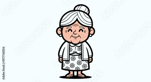 A cartoon illustration of an elderly woman.