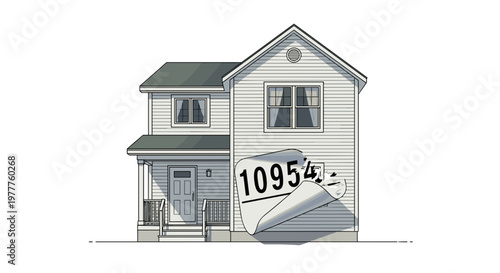Modern Suburban House Vector Illustration - Address Change, New Beginnings, Residential Move - Property Upgrade isolated on transparent background