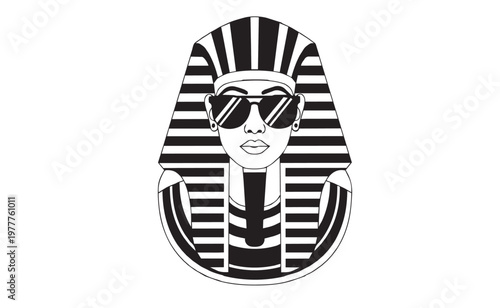 Ancient Egyptian pharaoh wearing modern sunglasses vector art