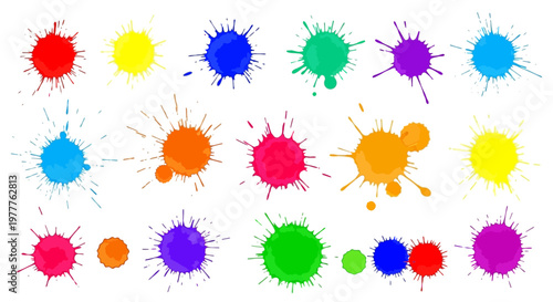 Colorful Paint Splatter Blots Collection - Abstract Artistic Design Elements