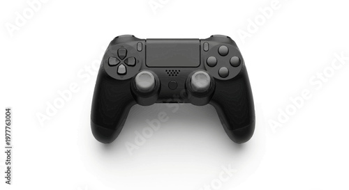 Black Video Game Controller on White Background - Modern Gaming Technology