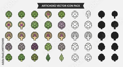 Artichoke Vector Icon Pack: Various Styles and Colors
