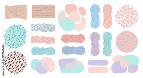 Pastel Abstract Shapes and Yarn Skeins - Soft, Cozy, Crafty Vibe