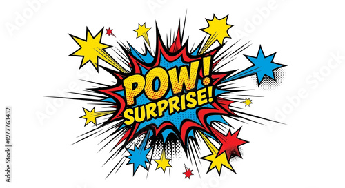 Pow Surprise Comic Book Explosion Burst - Retro Pop Art Style