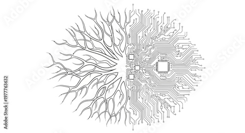 Digital Brain Tree: AI, Technology, and Nature Fusion