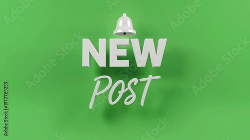 A white bell rings out a notification on a green background with the word NEW.