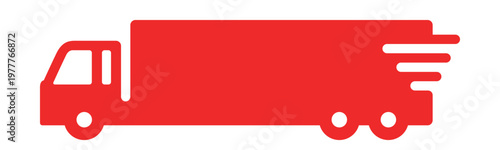 配送スピード強調・トラックアイコン・赤色