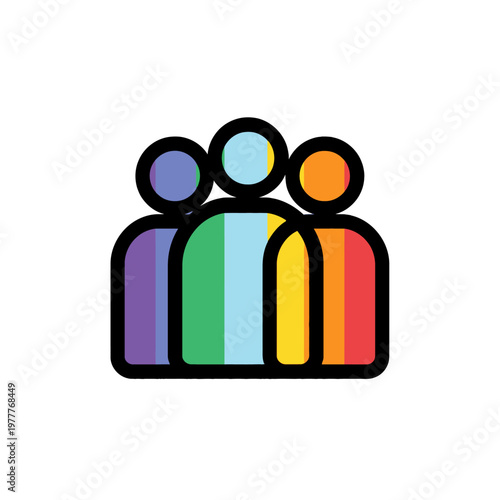 Three abstract figures in different colors, representing diversity and inclusion