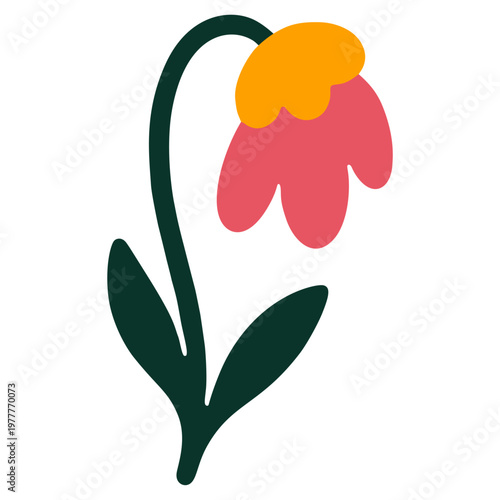 Pink Drooping Flower Minimalist Bell Floral Decor Isolated Vector Illustration