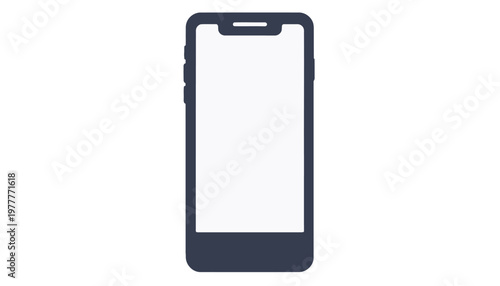 Minimalistisches Smartphone Icon mit blankem weißen Bildschirm für App Design Mockups und digitale Kommunikation auf weißem Hintergrund isoliert.