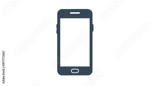 Icono minimalista de smartphone con pantalla en blanco, perfecto para maquetas de aplicaciones móviles y diseño de interfaz de usuario digital.