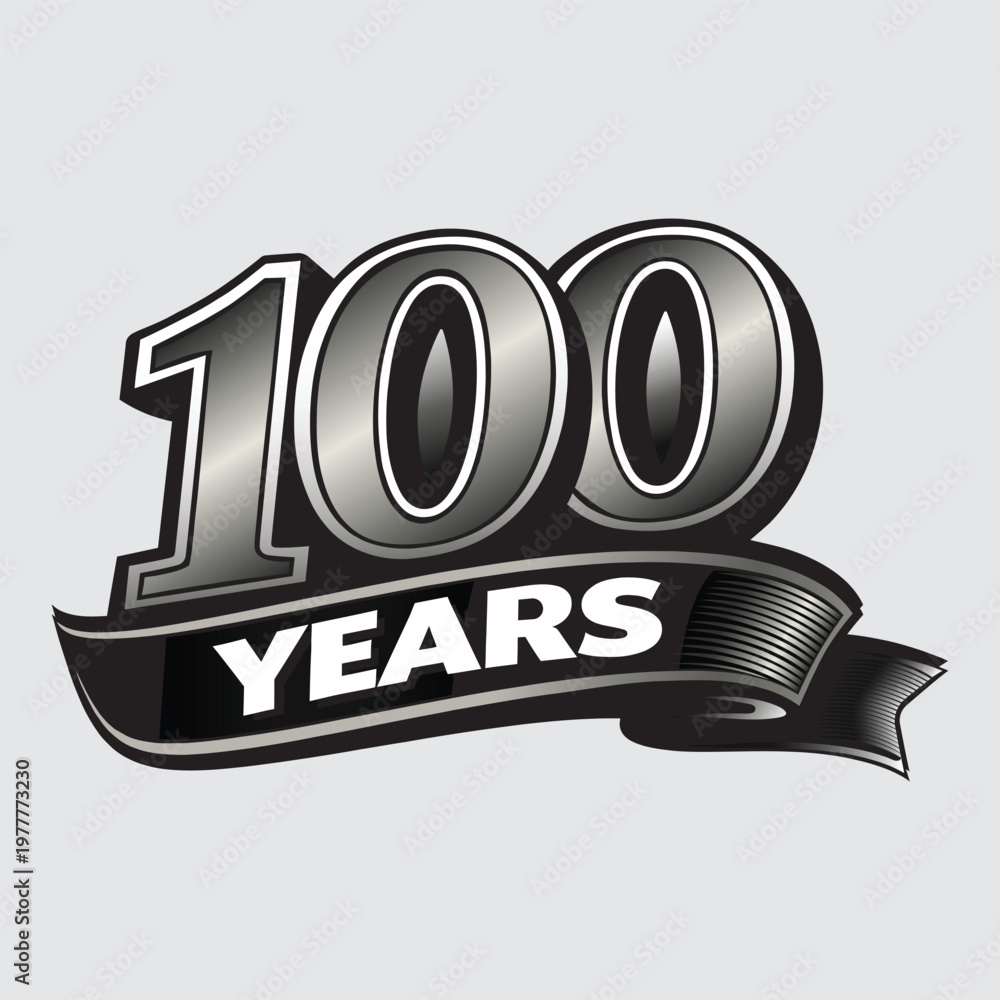 Ταπετσαρία A logo celebrating 100 years with a ribbon banner