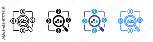 Survey icon set multiple style collection	