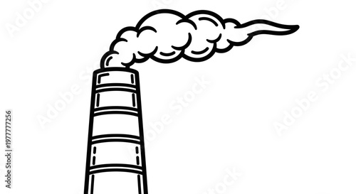Industrial Chimney Emitting Smoke into the Atmosphere.
