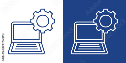 System Configuration Blue And White Icon Style Collection