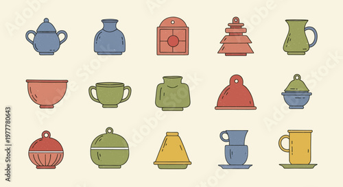 Collection of Decorative Ceramic Vases and Pots in Various Shapes and Colors.
