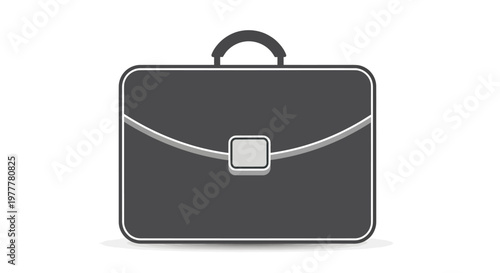 Classic dark grey briefcase with a silver clasp and curved white lines