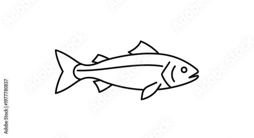 Stylized outline drawing of a single fish facing right, minimal detail