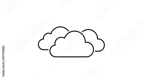 Simple line art of three fluffy clouds arranged closely together
