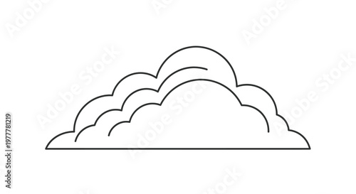 Simple black line drawing of a fluffy cumulus cloud