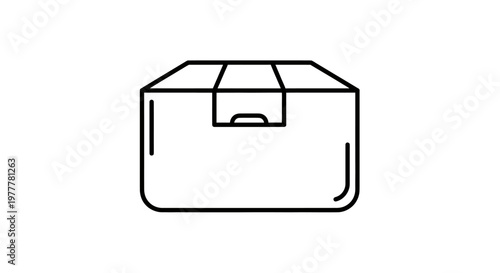 A simple black outline of a cardboard box with its top flaps closed