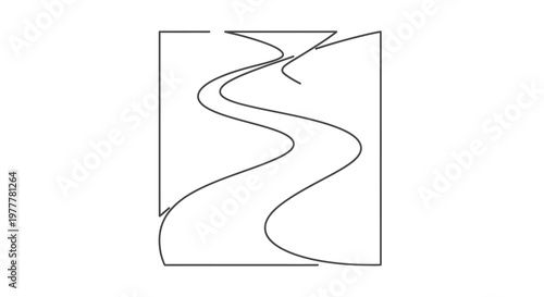 Abstract linear design resembling a winding path within a rectangular frame