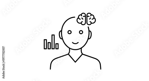 A simple icon of a person with a brain and a bar graph