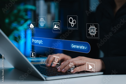 Cuadro en lienzo Prompt Engineering and AI Content Generation Concept
