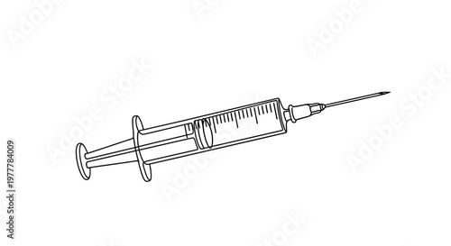Medical Syringe with Needle Closeup.