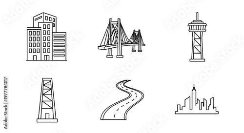 Tableau sur toile City Skyline with Various Buildings.