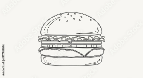 Delicious Double Decker Hamburger Illustration.