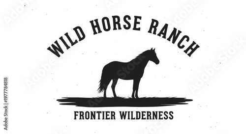 Wild Horse Ranch Frontier Wilderness Logo with Horse Silhouette.
