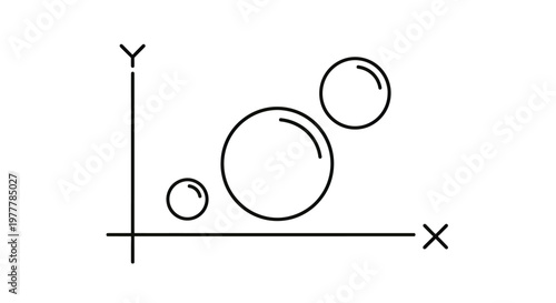 A scatter plot displaying three circles of varying sizes on an x-y axis