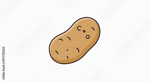 Cartoon potato with subtle facial features and dimples on a white background