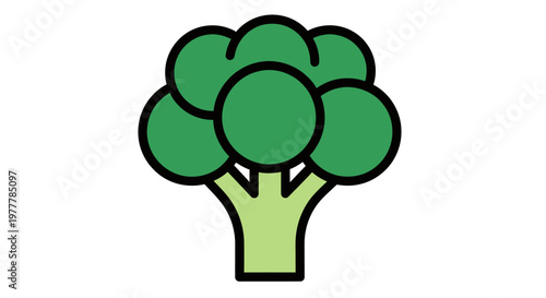 A simple, bold green broccoli icon with a light green stem