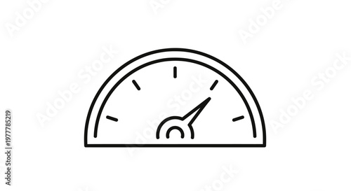A simple line drawing of a semicircular gauge with a needle pointing left