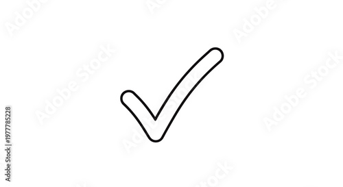 A simple black line drawing of a check mark on a white background