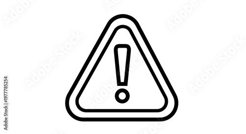 Black and white outline of a triangular warning symbol with an exclamation mark