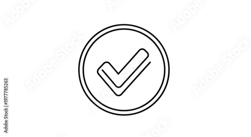 Simple black checkmark within a double-lined circle on a white background