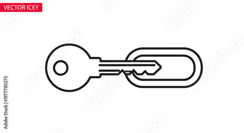 Outline icon of a key with a padlock shape integrated into its shaft