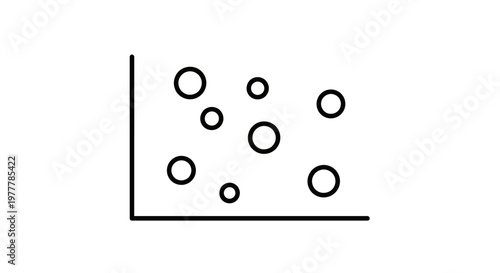 A scatter plot shows circles of varying sizes distributed across a coordinate grid
