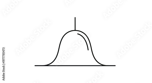 Simple line drawing of a bell shape with a vertical line above it