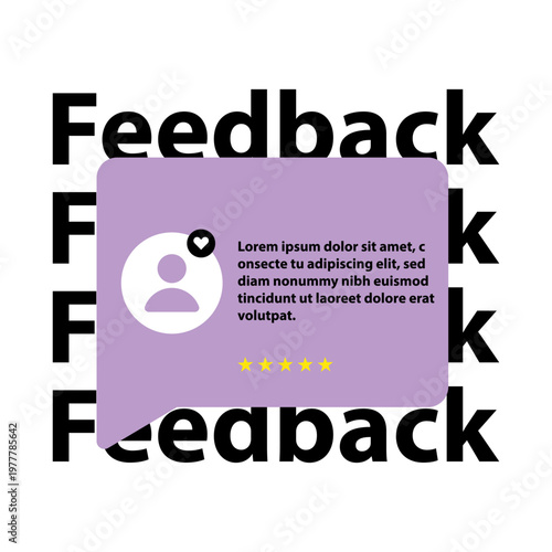 Customer feedback review speech bubble with user avatar and stars