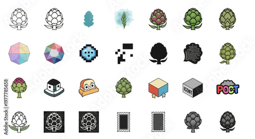 Artichoke Icons Collection: Diverse Styles and Representations