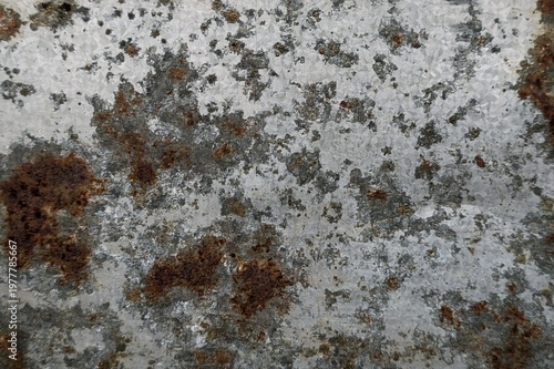 Canvas Print Rusty weathered galvanized metal sheet with heavy corrosion and spangle